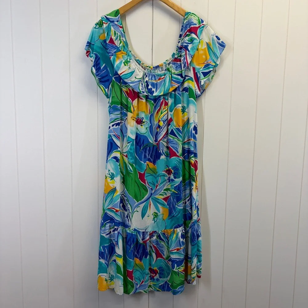 Vintage Hilo Hattie Hawaiian Muu Muu Dress Women Size L Resortwear Vacation Tiki